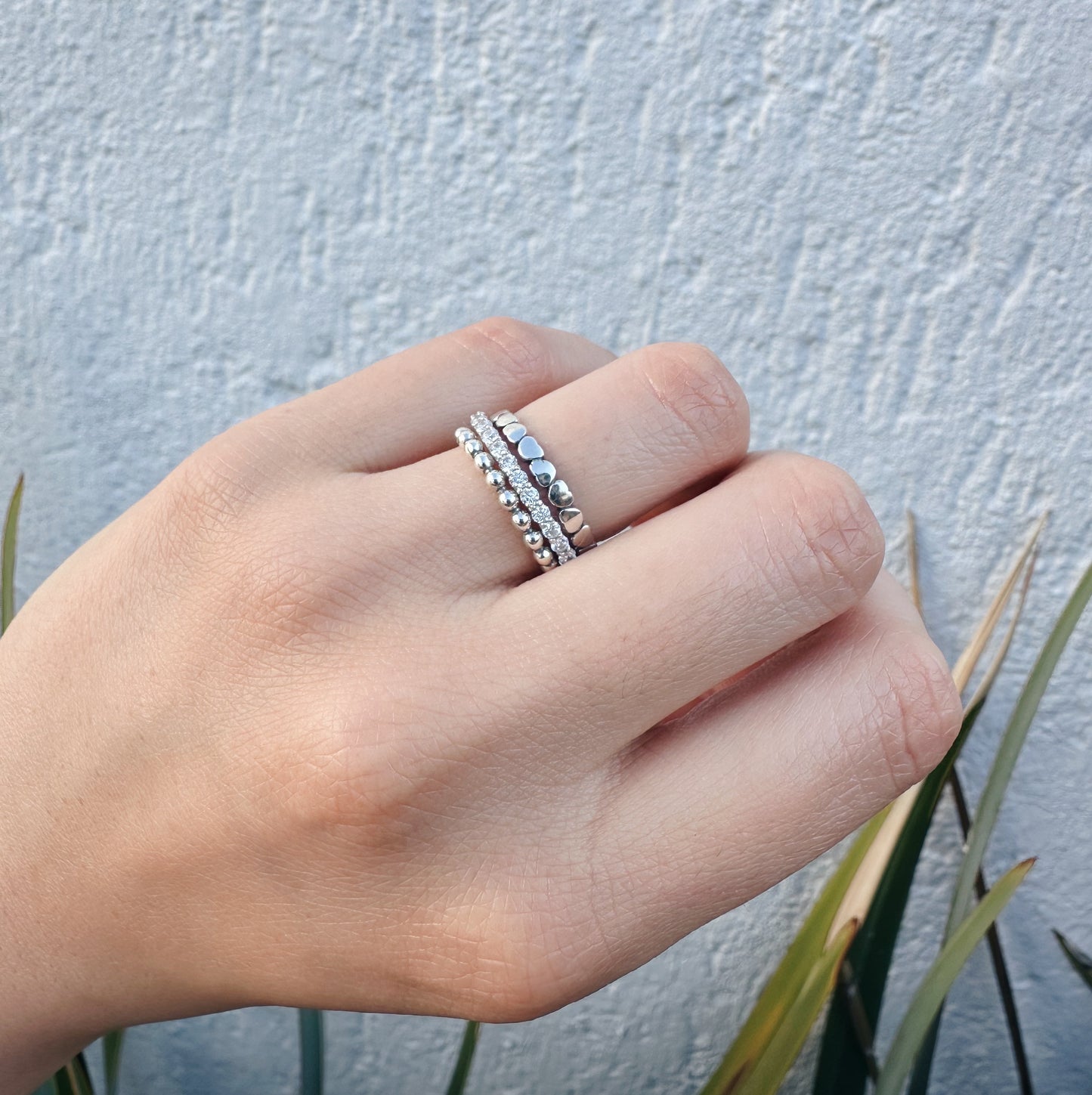 Anillo Moissanita Platinada .03ct