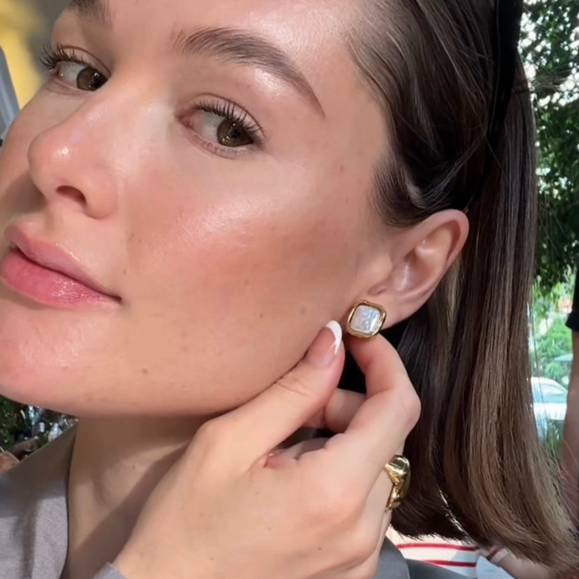 Aretes Cuadrado Perla