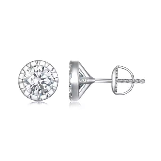 Aretes Round Moissanite 1ct