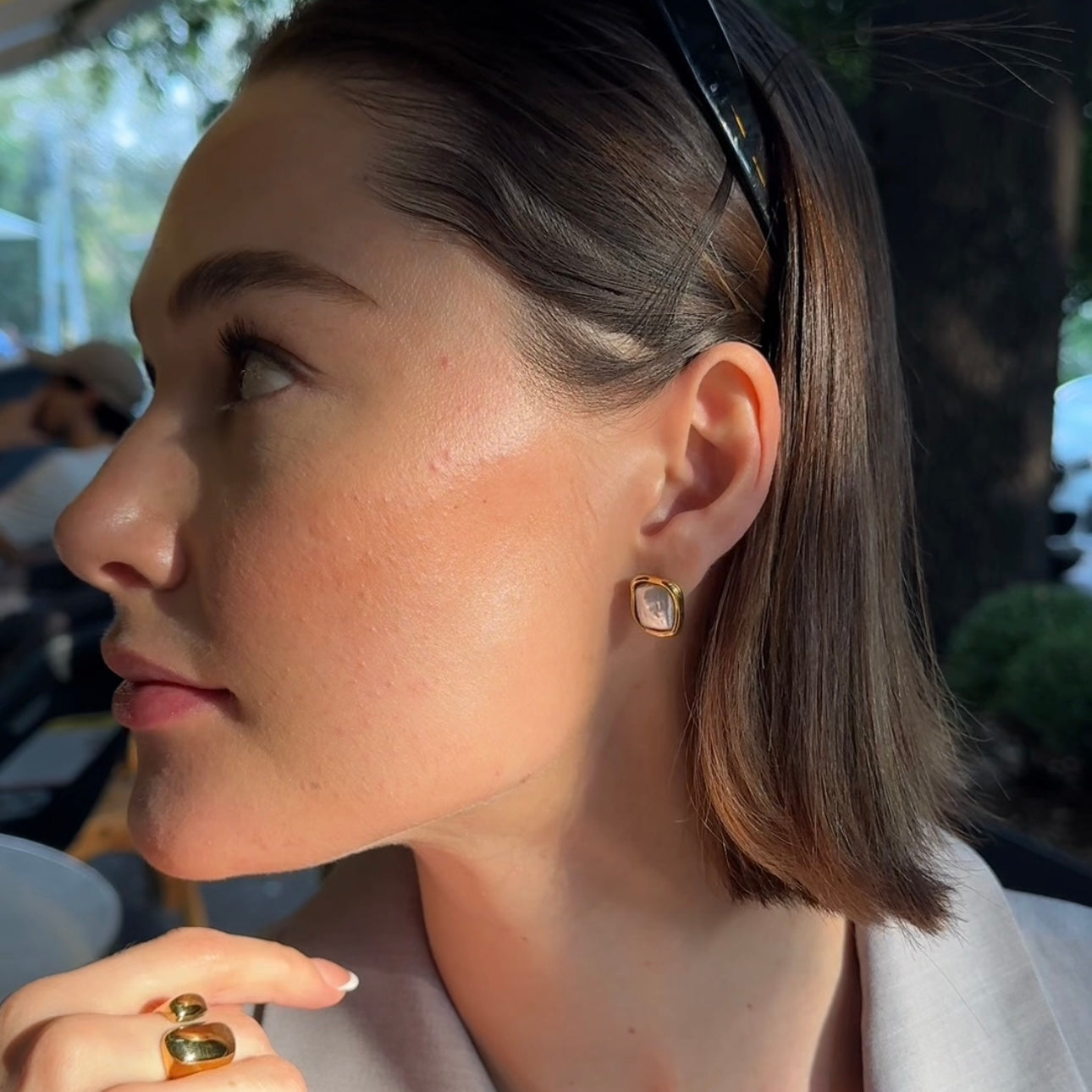 Aretes Cuadrado Perla