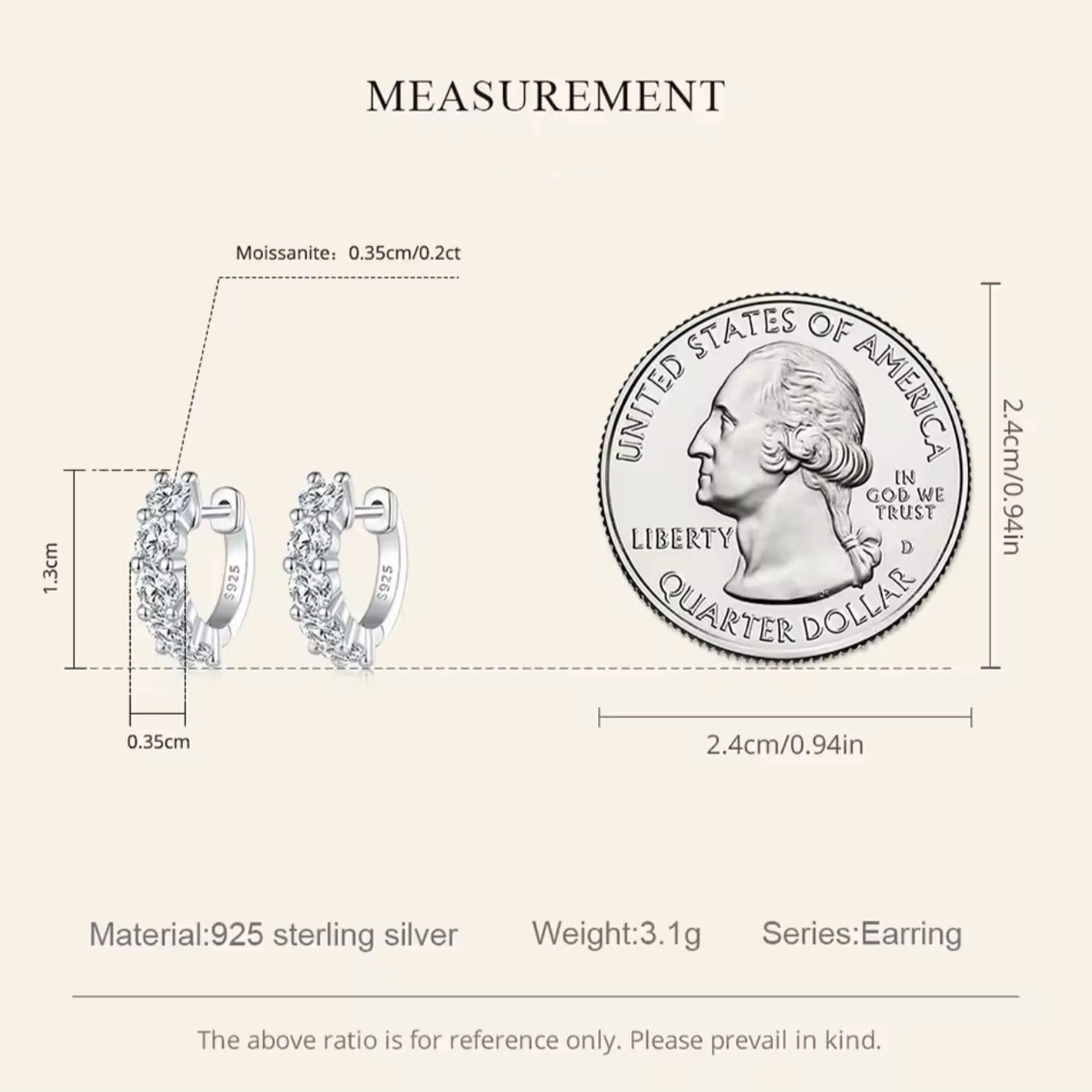 Arracadas Silver Moissanita .2ct