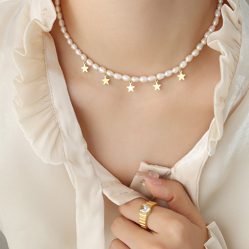 Choker perlas estrellas