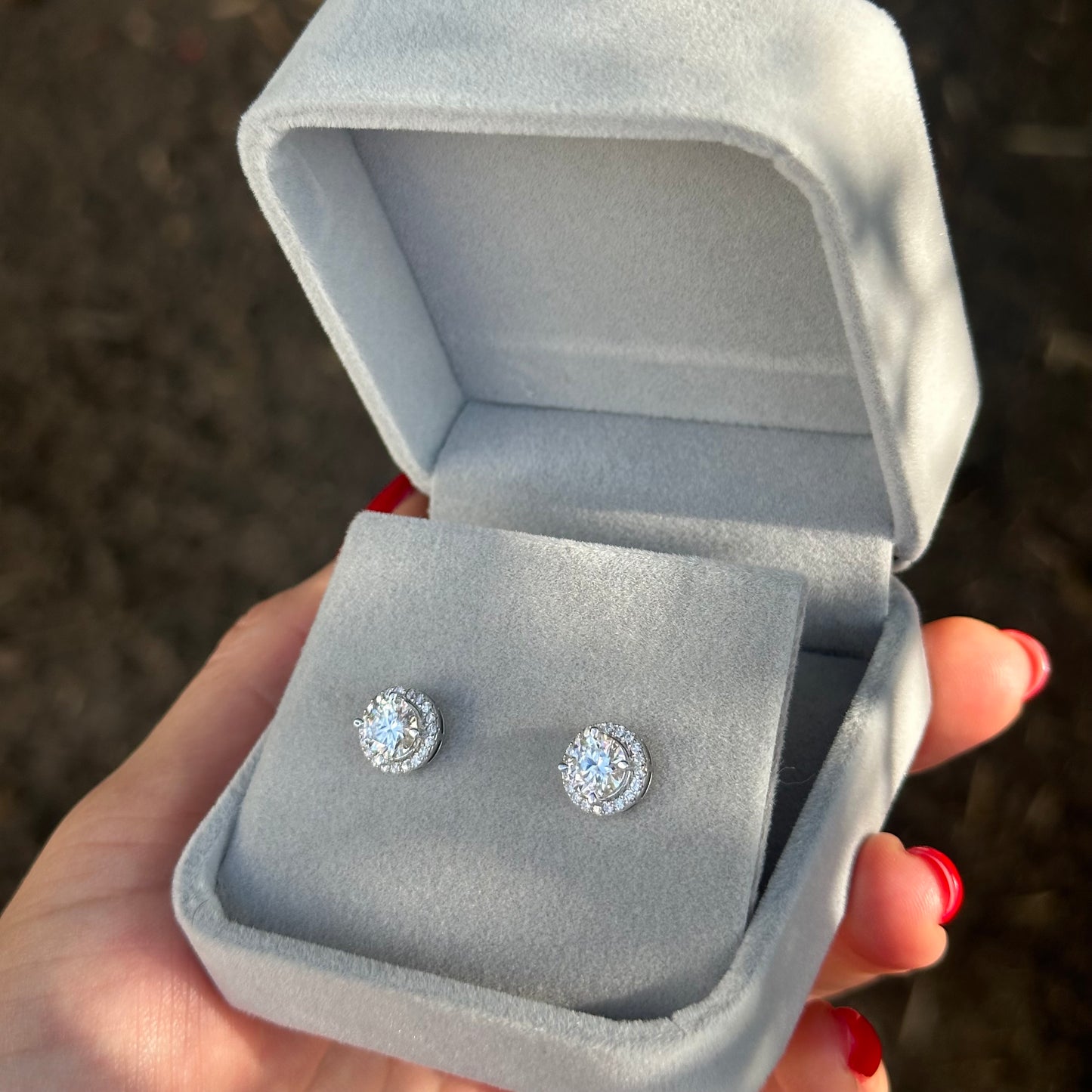 Aretes Halo Moissanite 1ct