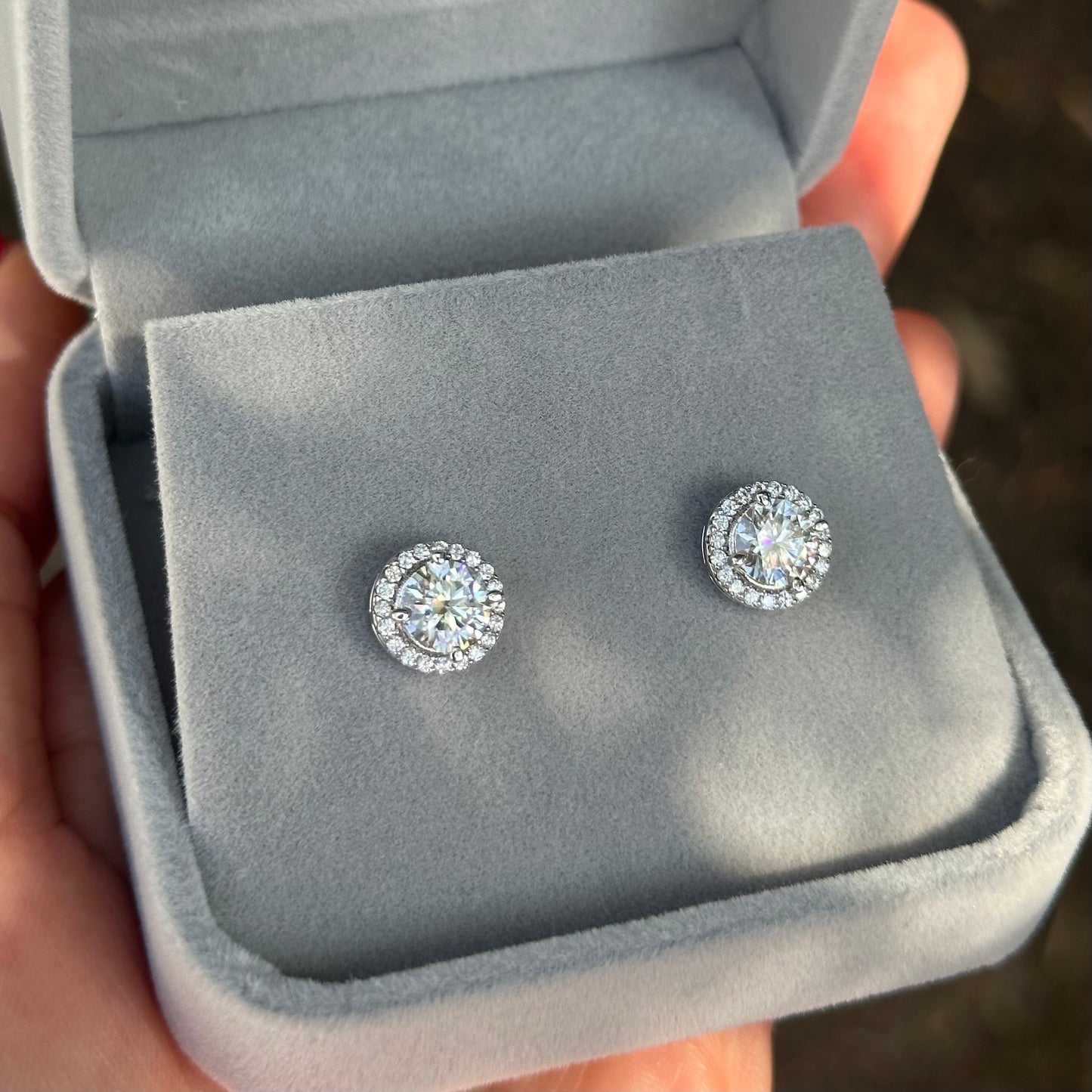 Aretes Halo Moissanite 1ct