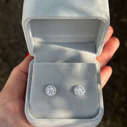 Aretes Halo Moissanite 1ct