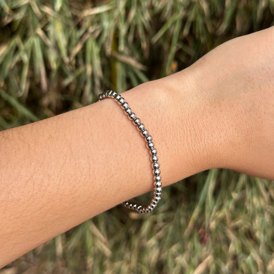 Pulsera Bolitas Plateada (Rodio)