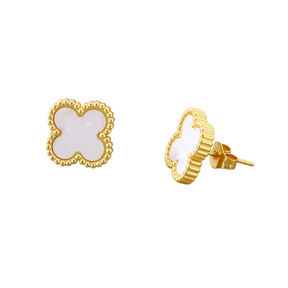 Aretes Trébol Blancos