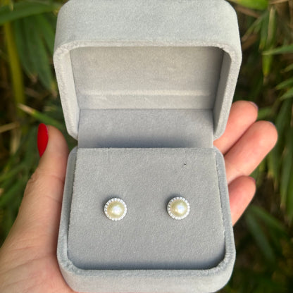 Aretes Perla Zirconia Pave CZ