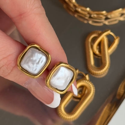 Aretes Cuadrado Perla
