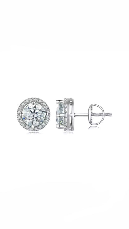 Aretes Halo Moissanite 1ct