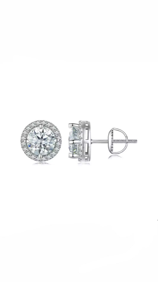Aretes Halo Moissanite 1ct