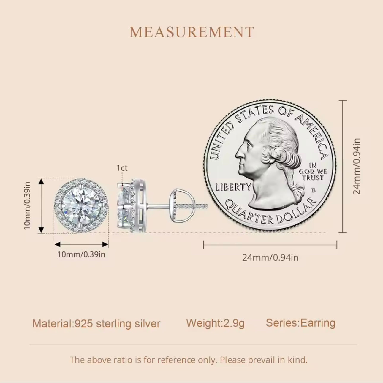 Aretes Halo Moissanite 1ct