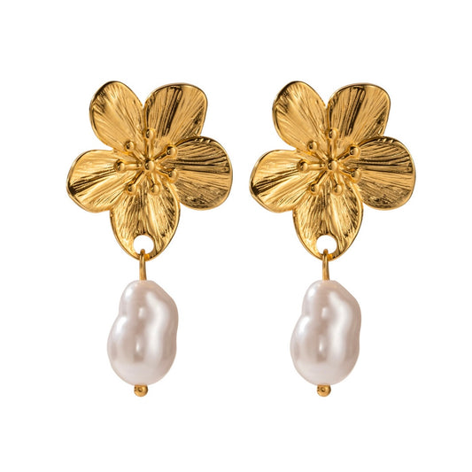 Aretes Flor Perla