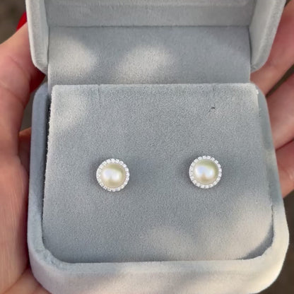 Aretes Perla Zirconia Pave CZ